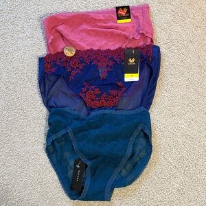Wacoal Pink, Blue, and Teal Lace Panties Set of three